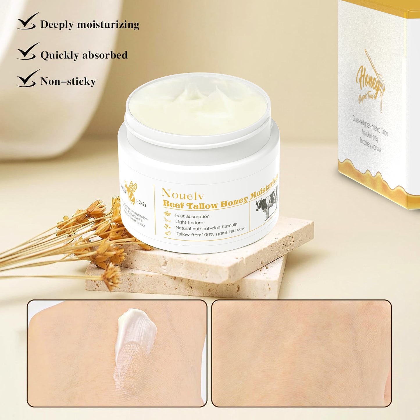 Nourishing Moisturizing Hydrating Easy To Absorb 50g Honey Tallow Cream