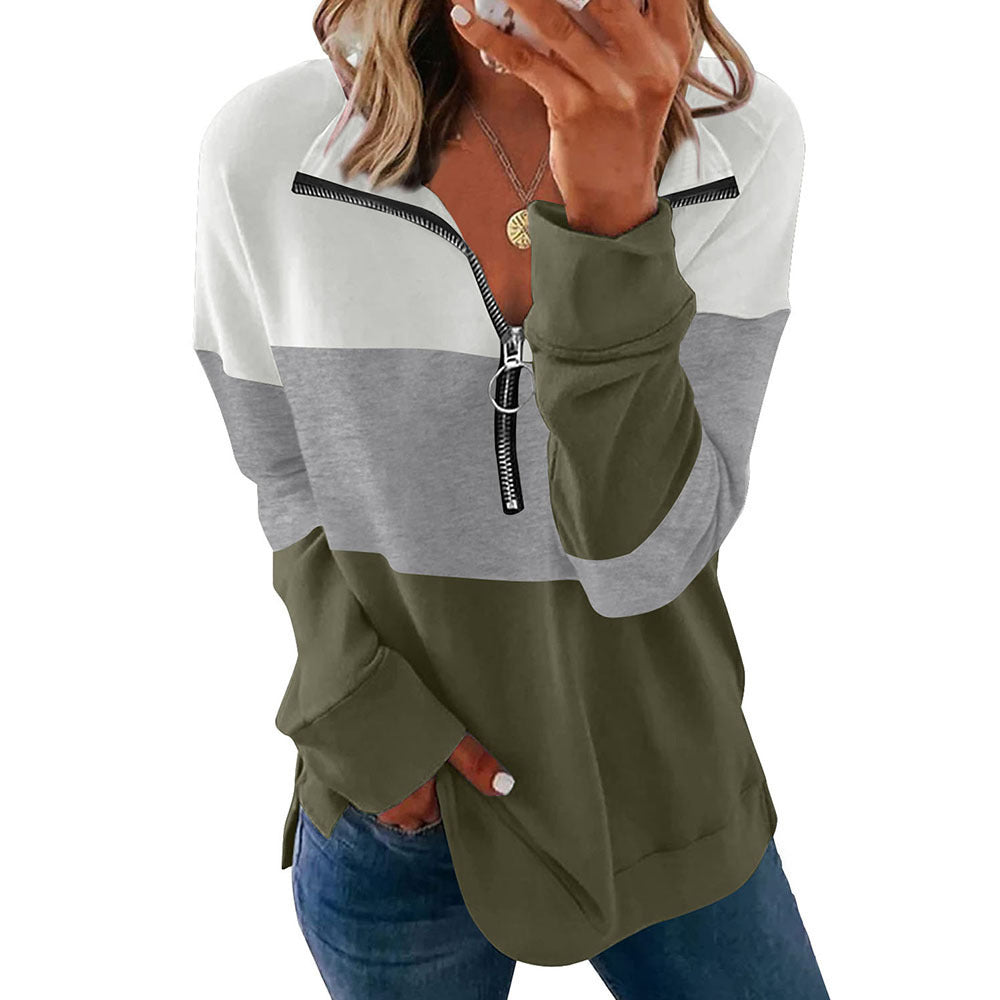 Color Matching Long-sleeved Sweater Women's Loose All-match Leopard Print