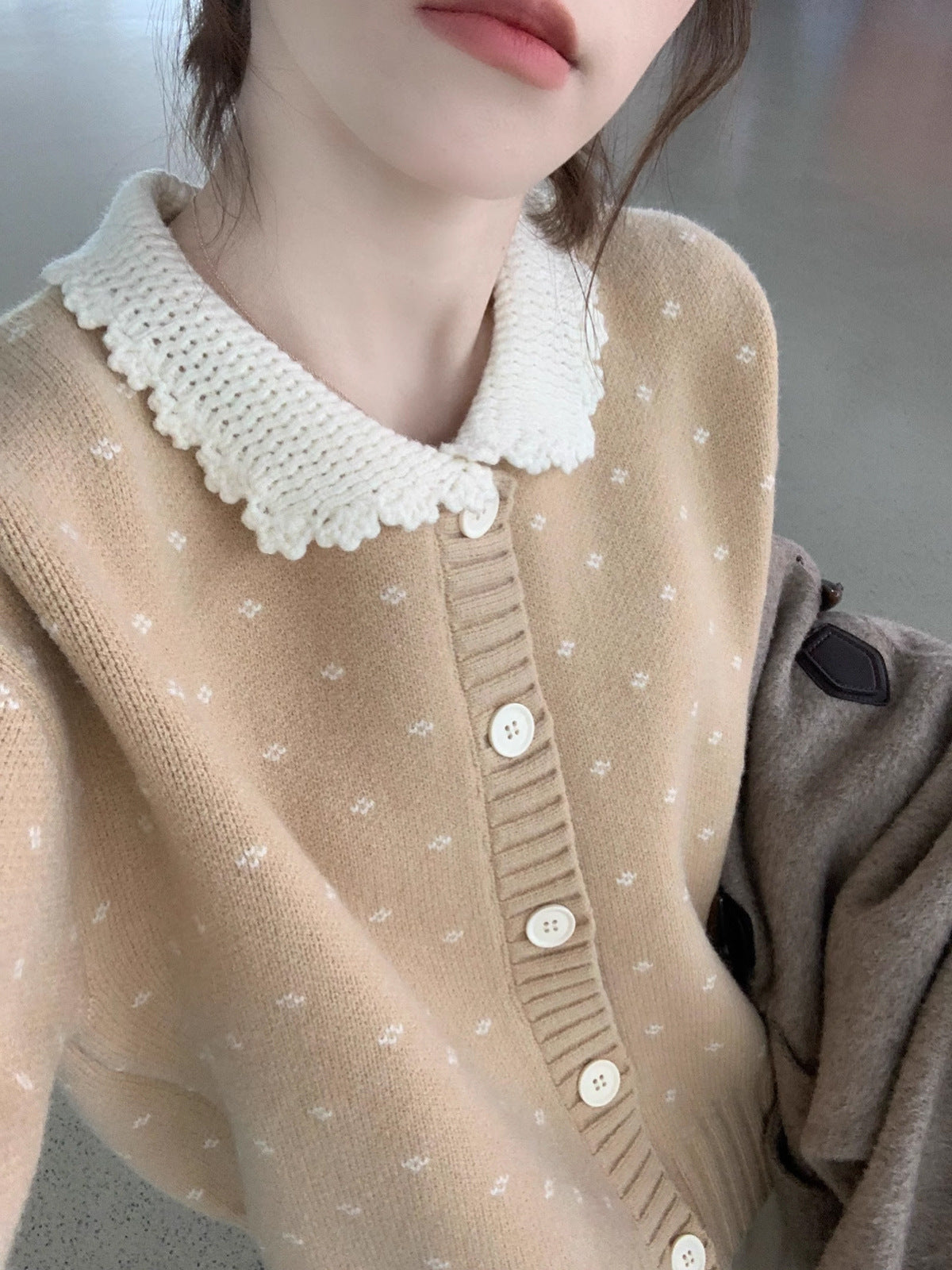 Retro Peter Pan Collar Niche Knitted Cardigan Coat