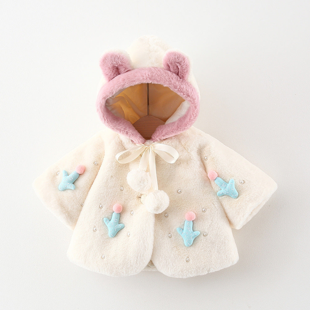 Fashionable Baby Cactus Hooded Wool Shawl