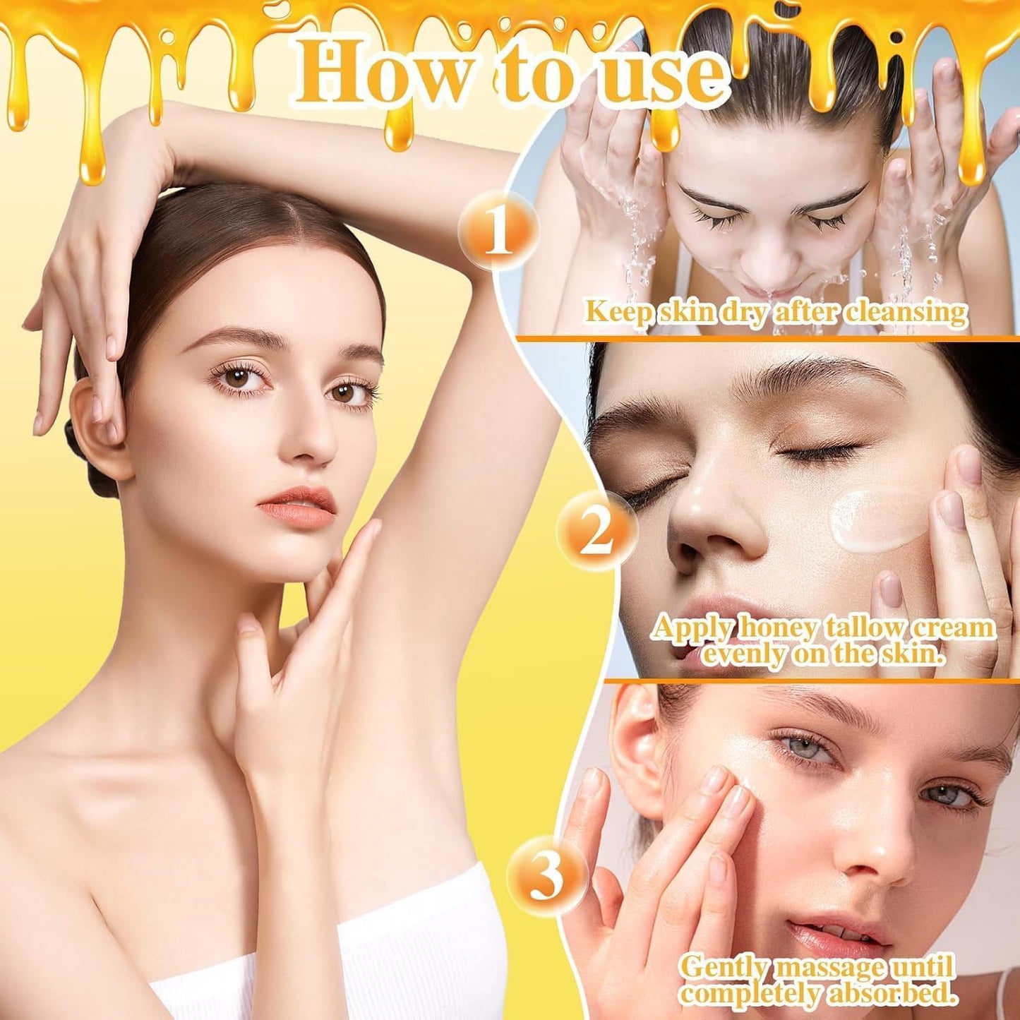 Nourishing Moisturizing Hydrating Easy To Absorb 50g Honey Tallow Cream