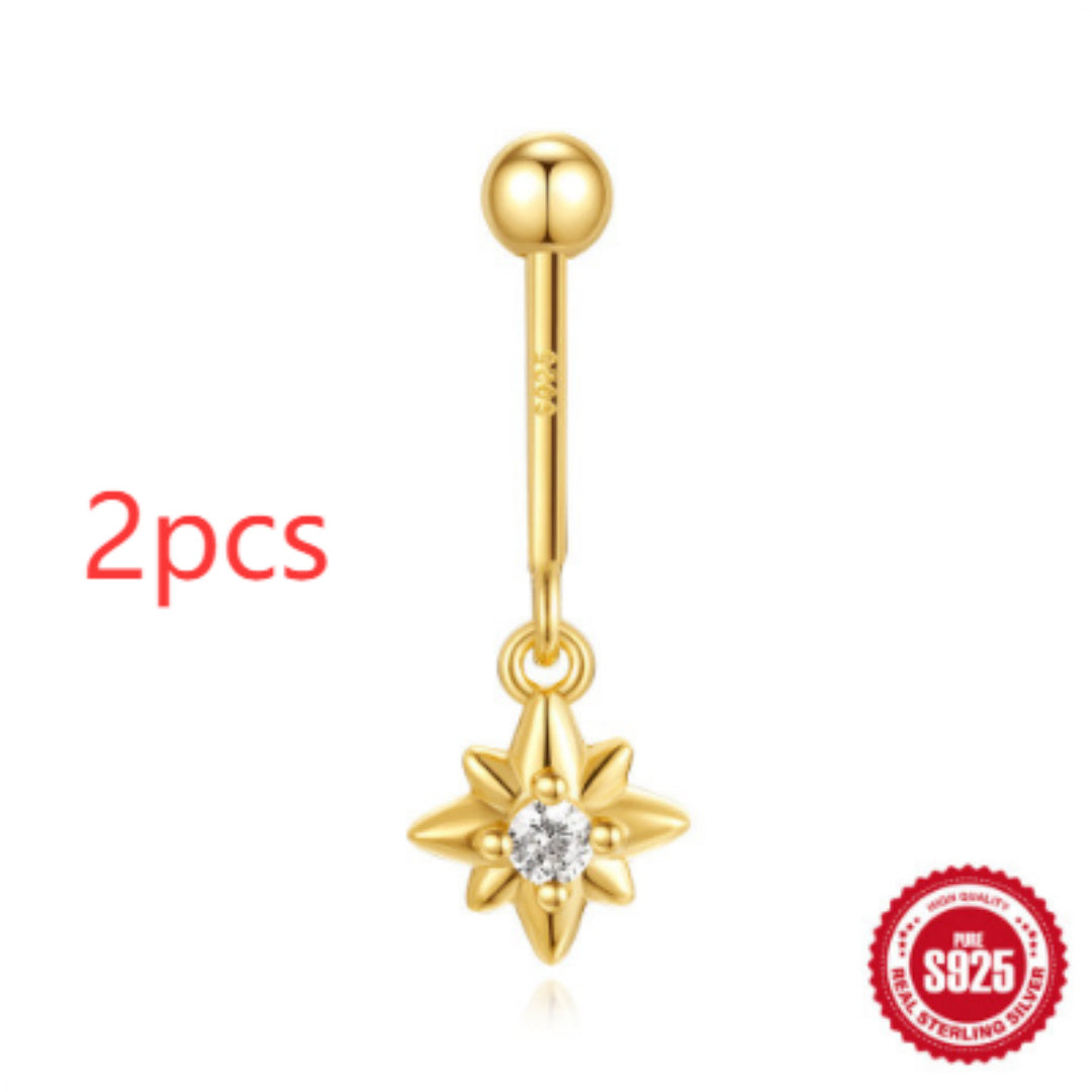 S925 Sterling Silver Snowflake Horse Eye Diamond Ball Flat Back Vertical