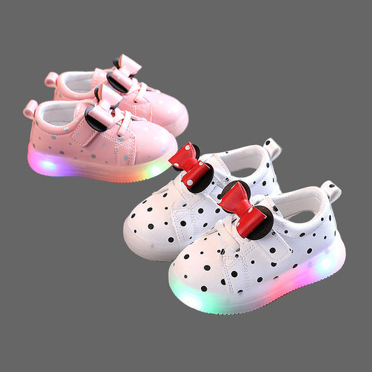 Light-up Shoes Girls Bowknot LED Light-up Shoes Breathable Baby Girls Shoes