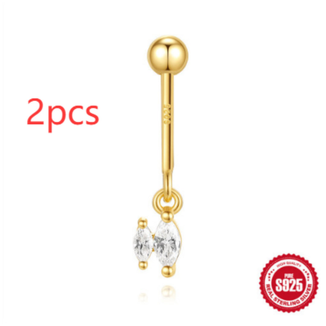 S925 Sterling Silver Snowflake Horse Eye Diamond Ball Flat Back Vertical