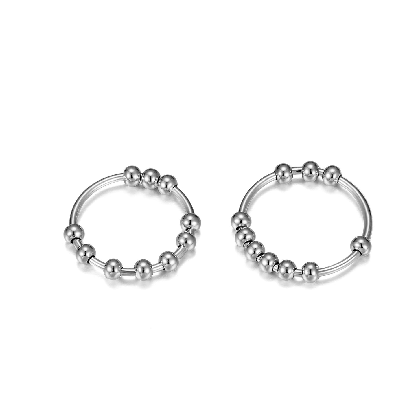 خاتم محظوظ من الفضة الإسترلينية S925 بعشر حبات لتخفيف القلق