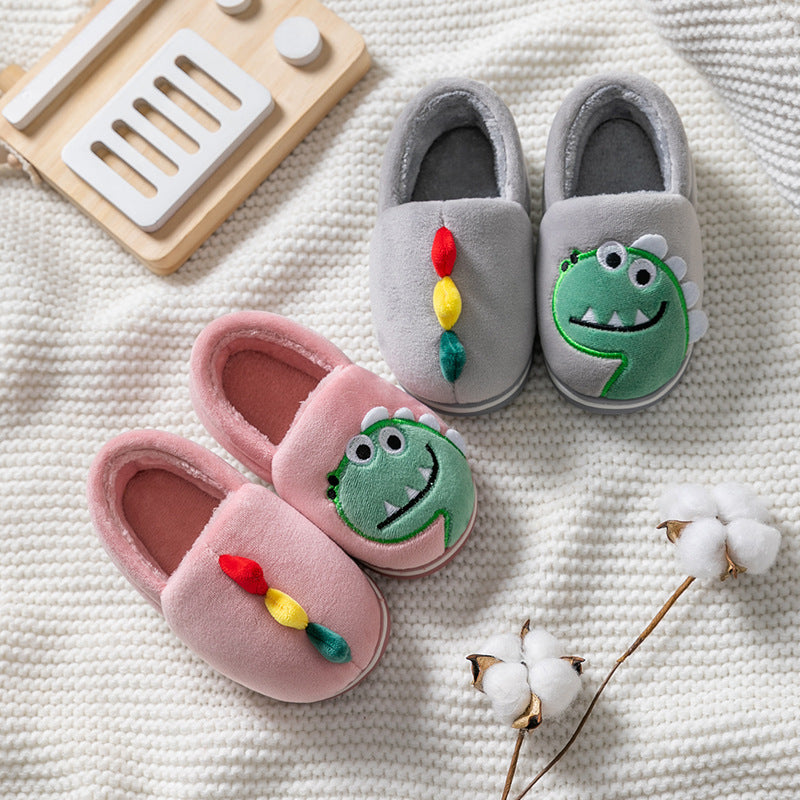 Children's Bags Heel Cartoon Dinosaur Plush Cotton Shoes