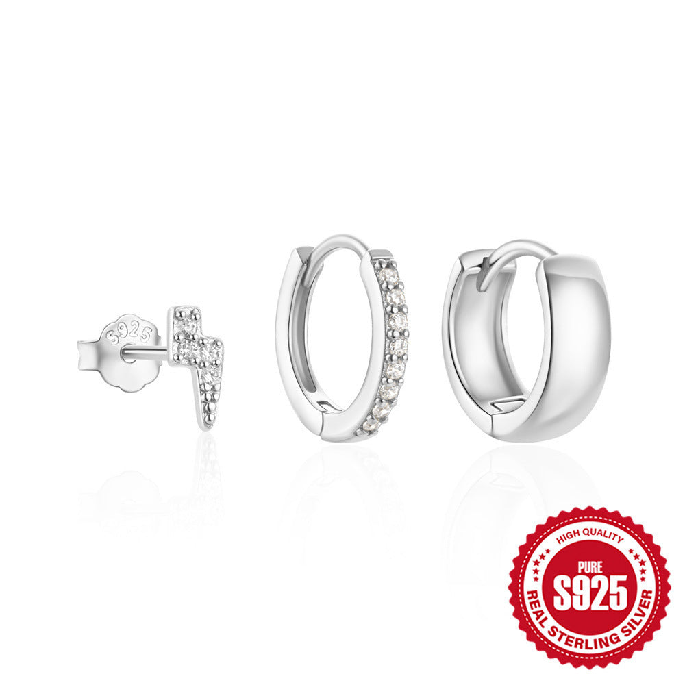 S925 Sterling Silver Classic Ear Ring High-end Temperament Earrings Women's Set