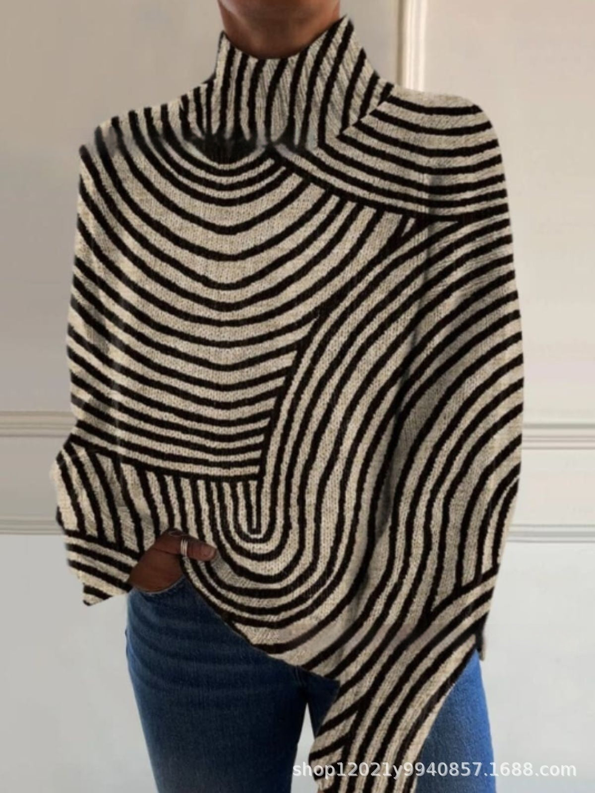 Color Matching Pattern Printing Autumn Winter Sweater