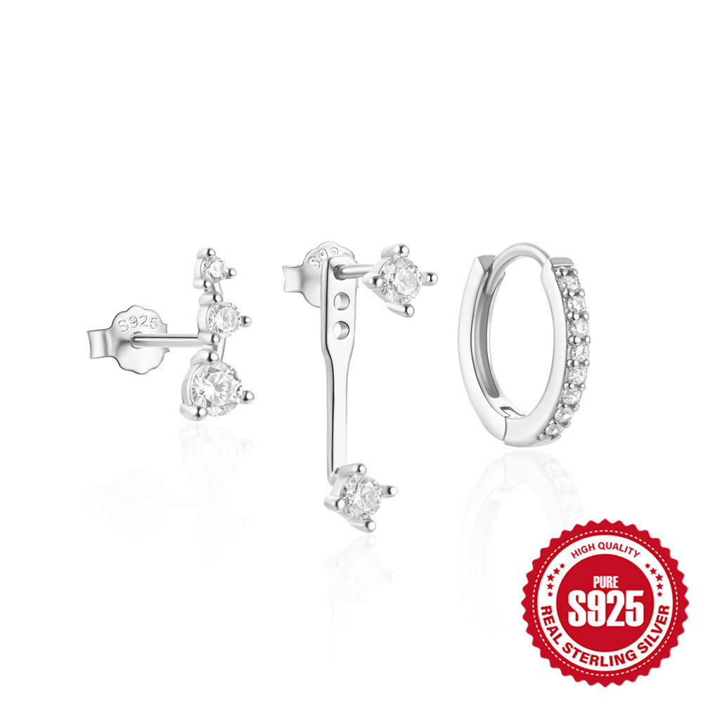 S925 Sterling Silver Classic Ear Ring High-end Temperament Earrings Women's Set