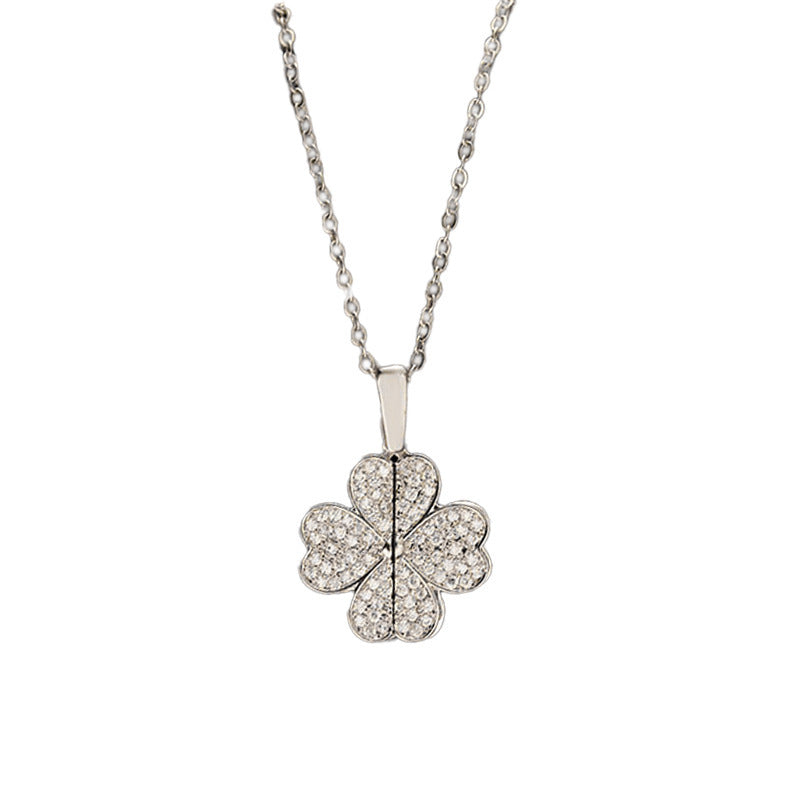 قلادة نسائية من الألماس على شكل برسيم، فاخرة وخفيفة ذات اهتمام خاص