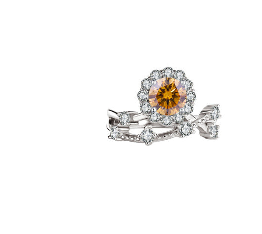 خاتم مويسانيتي نسائي من الفضة الإسترلينية والبلاتين