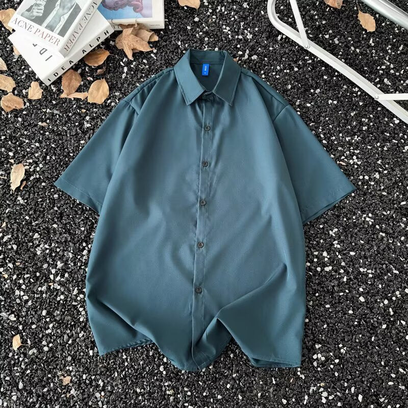 Summer Thin Section Traceless Half-sleeve Shirt Men's Korean Style