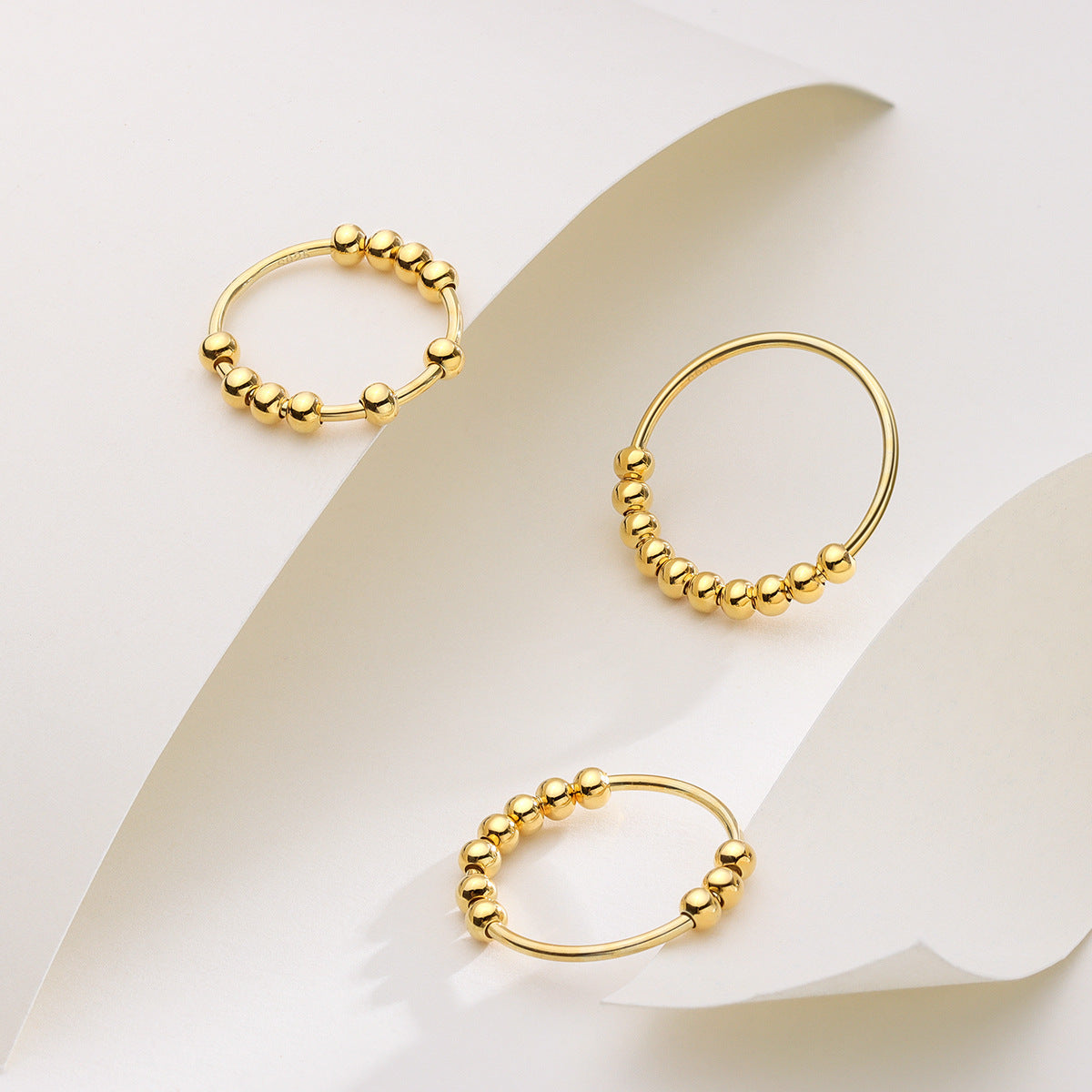 خاتم محظوظ من الفضة الإسترلينية S925 بعشر حبات لتخفيف القلق