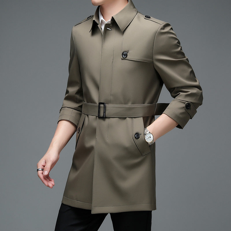 Men's Trench Coat Mid-length Lapel Casual Coat