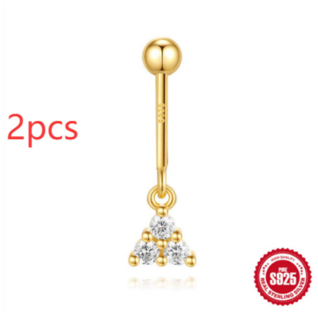 S925 Sterling Silver Snowflake Horse Eye Diamond Ball Flat Back Vertical