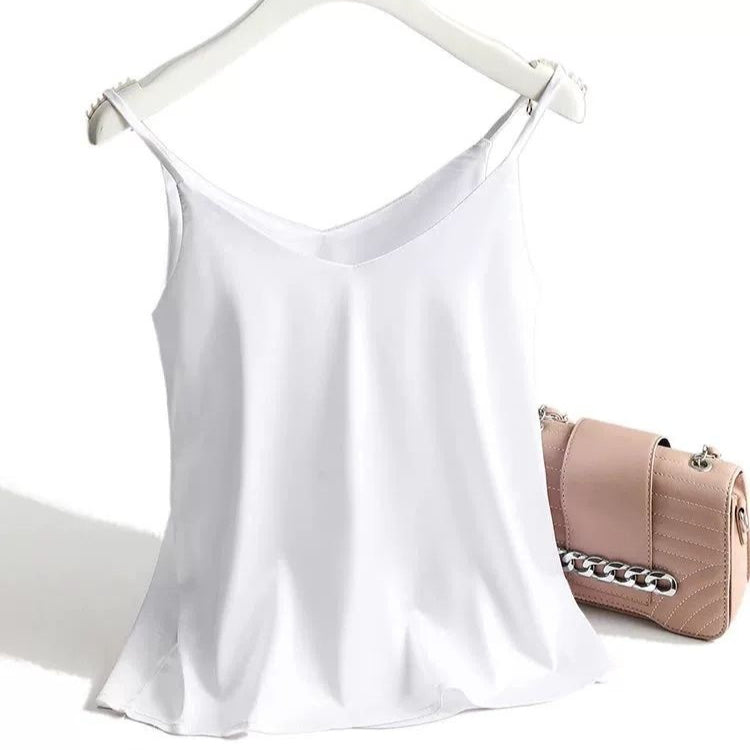 Italian Camisole Women's V-neck Brace Basic White Vest