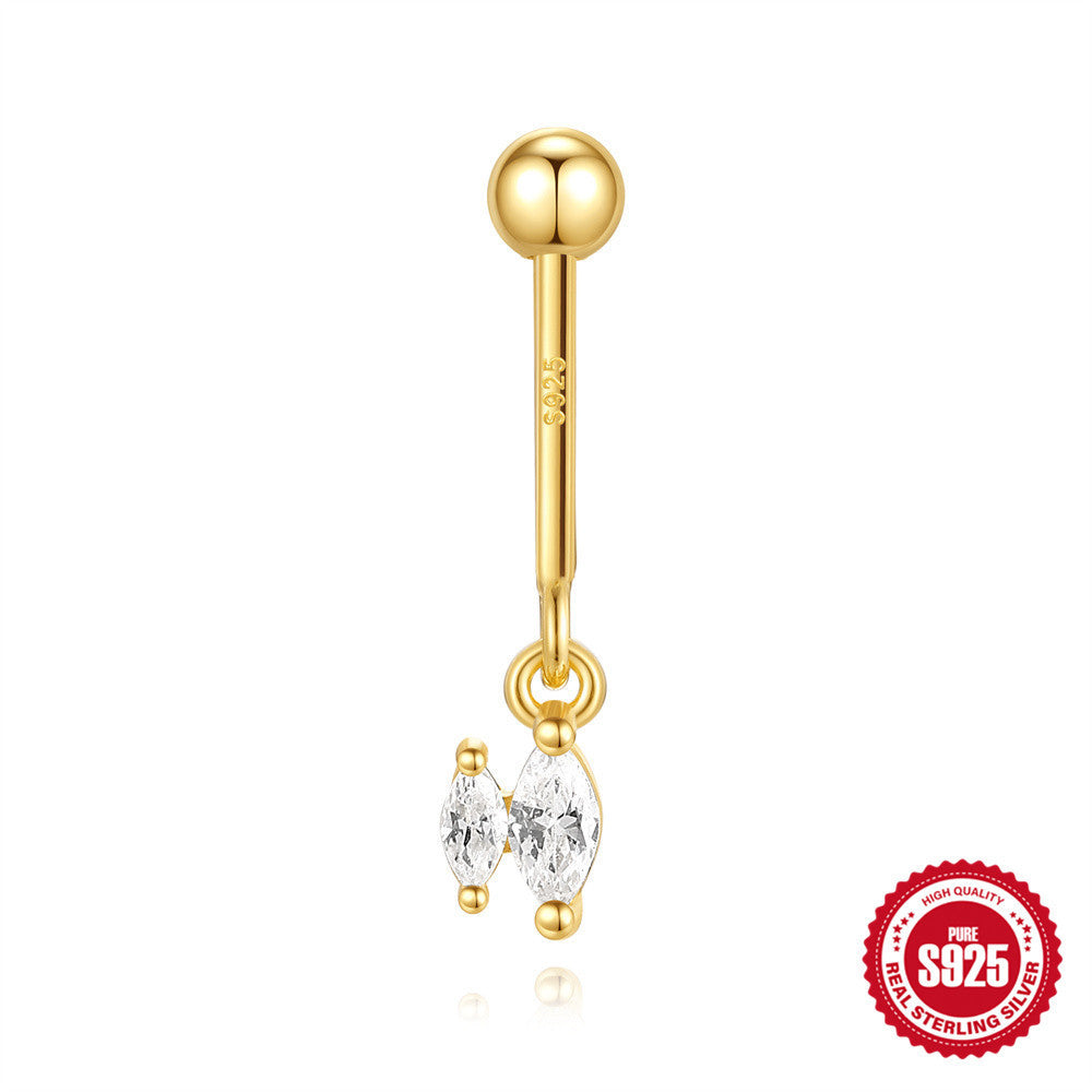 S925 Sterling Silver Snowflake Horse Eye Diamond Ball Flat Back Vertical