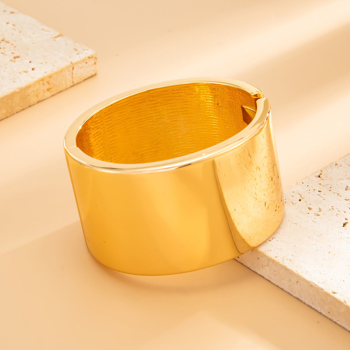 Vintage Beaded Amber Blooming Resin Wide Bracelet