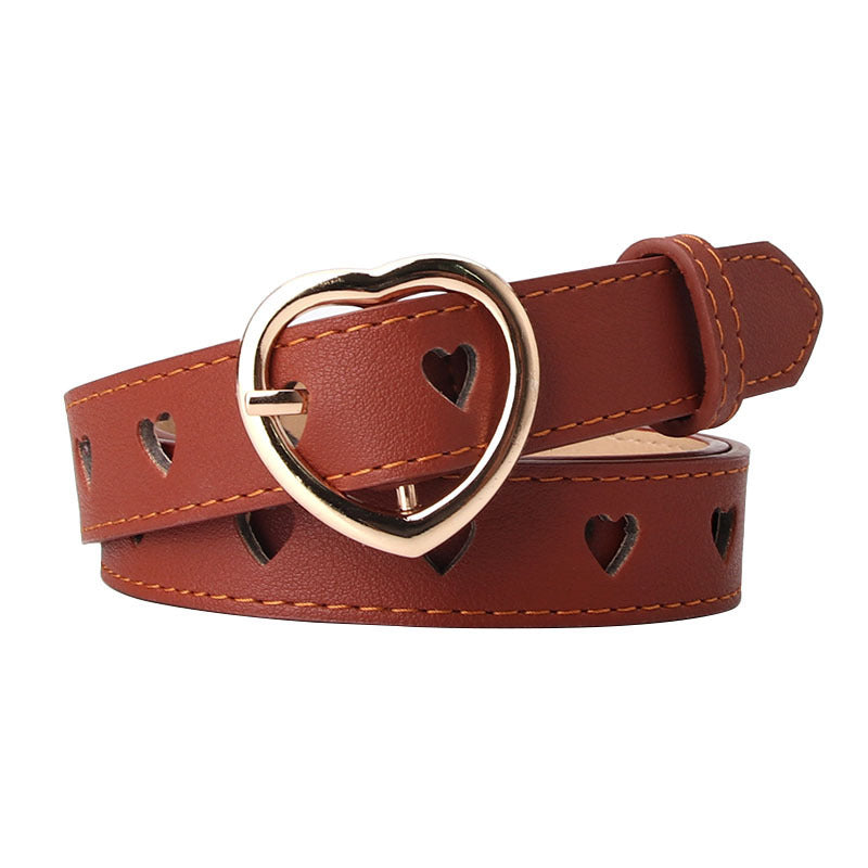 All-match Punch-free Hollowed Heart Shape Belt Ladies