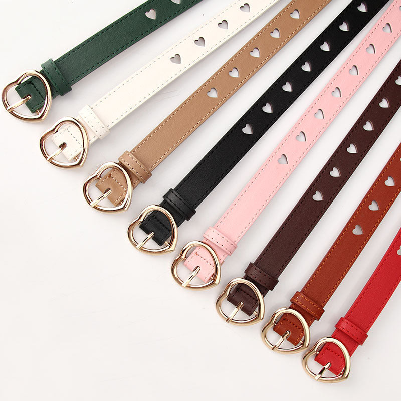 All-match Punch-free Hollowed Heart Shape Belt Ladies