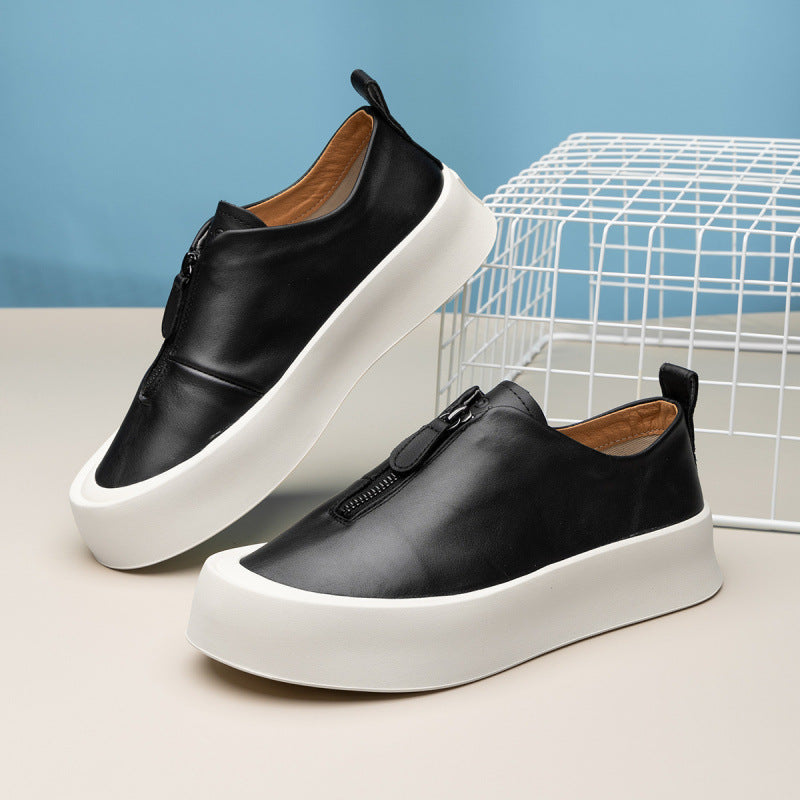 Men's Retro Distressed Leather Platform All-match Casual Sneakers