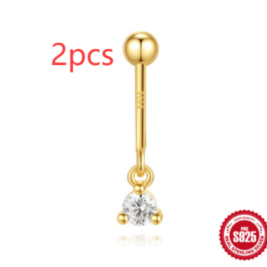 S925 Sterling Silver Snowflake Horse Eye Diamond Ball Flat Back Vertical