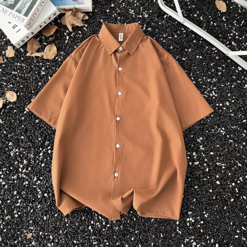 Summer Thin Section Traceless Half-sleeve Shirt Men's Korean Style