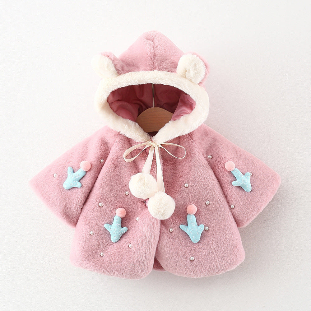 Fashionable Baby Cactus Hooded Wool Shawl