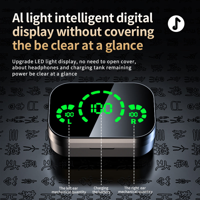 سماعة رأس لاسلكية YD03 متوافقة مع تقنية البلوتوث TWS وشاشة رقمية ذكية كبيرة وإضاءة للأذن