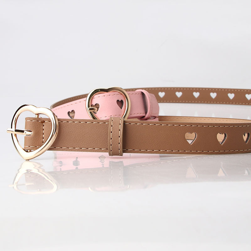 All-match Punch-free Hollowed Heart Shape Belt Ladies