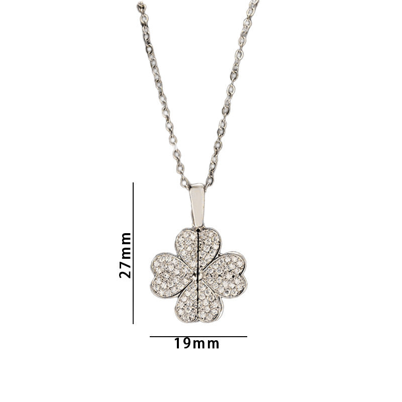 قلادة نسائية من الألماس على شكل برسيم، فاخرة وخفيفة ذات اهتمام خاص