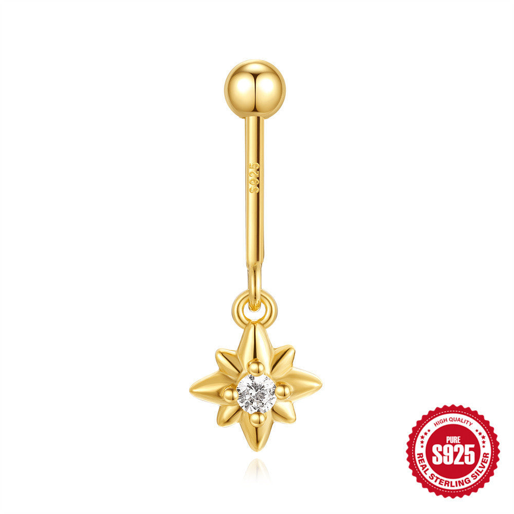 S925 Sterling Silver Snowflake Horse Eye Diamond Ball Flat Back Vertical