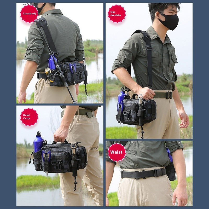 Multifunctional Rod Waist Bag Single Room Backpack Fishing Crossbody Bag