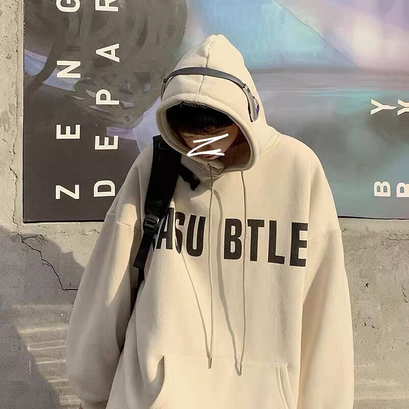 American Hooded Sweater Men's Plus Velvet Autumn And Winter Type Loose