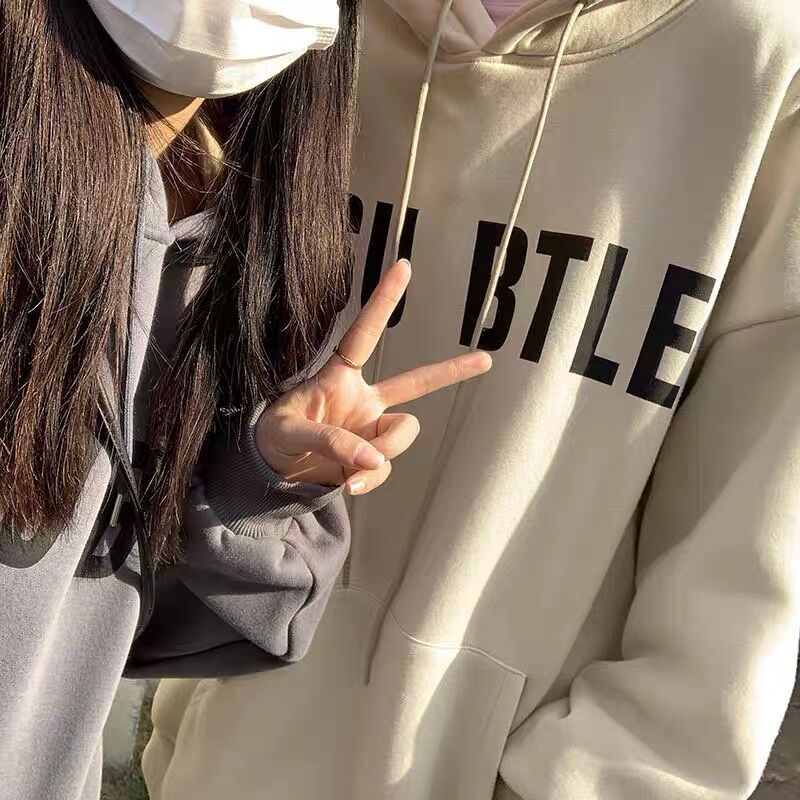 American Hooded Sweater Men's Plus Velvet Autumn And Winter Type Loose