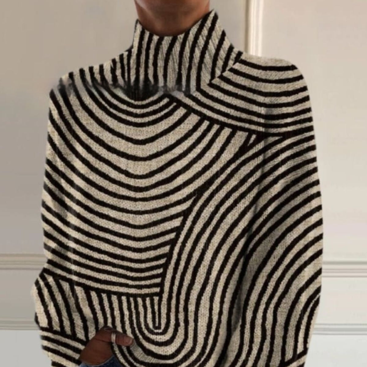 Color Matching Pattern Printing Autumn Winter Sweater