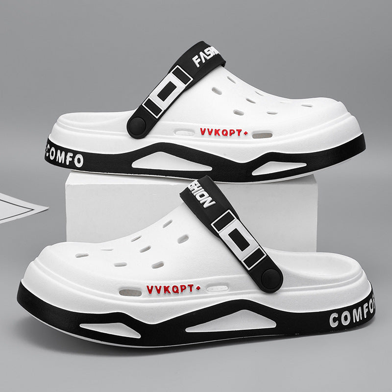 Sandals Summer Breathable Closed Toe Men's Slippers Dual-use Beach Shoes